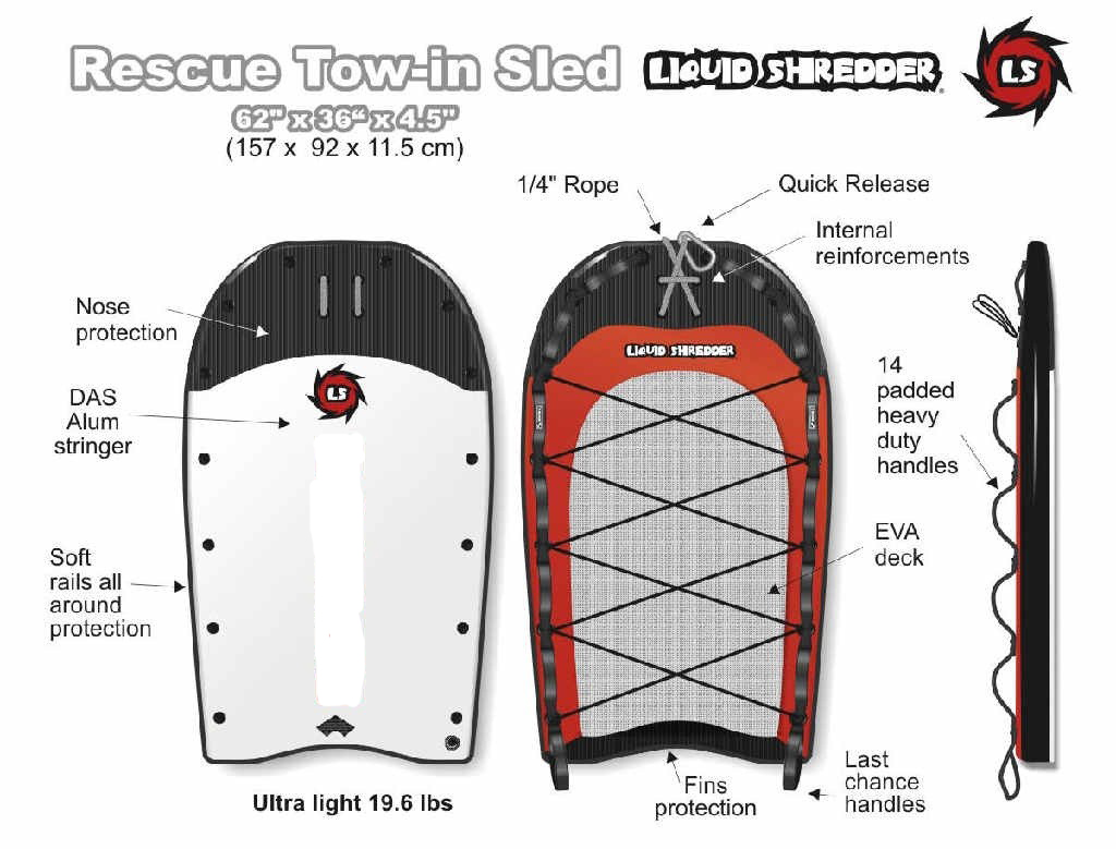 Rescue TowIn Sled by Liquid ShredderLifeguard Equipment