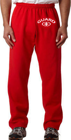 red lifeguard sweatpants