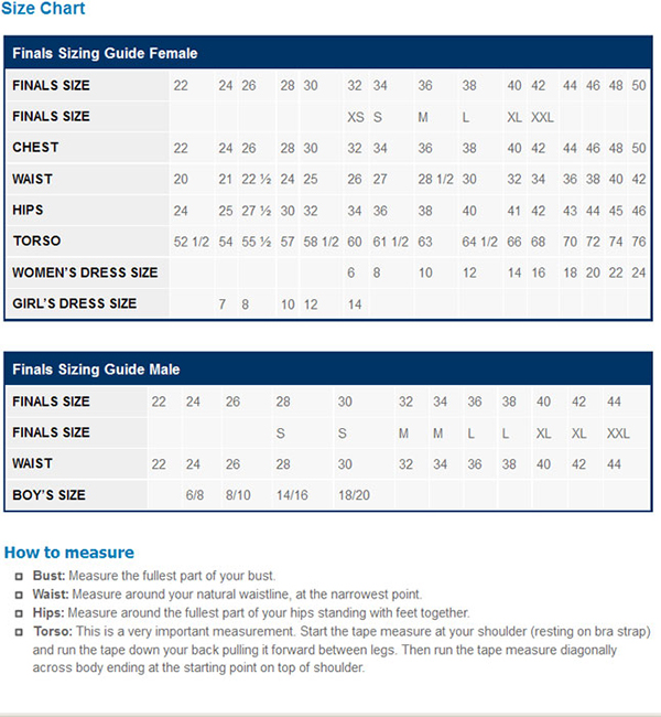 nike performance size chart