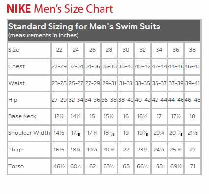 nike us men's size chart