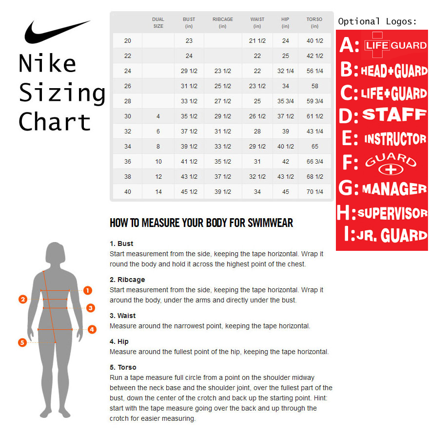 nike swimsuit sizing 