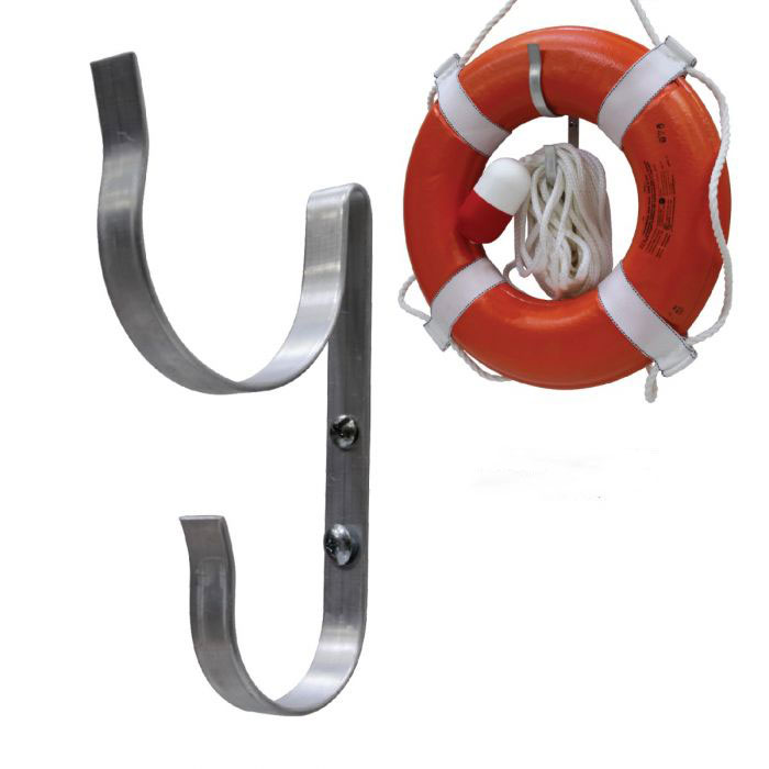 Kemp USA: Aluminum J-Hook for Ring Buoys  | 10-224 Hook Only | See 10-222 for Combo Rope and buoy!