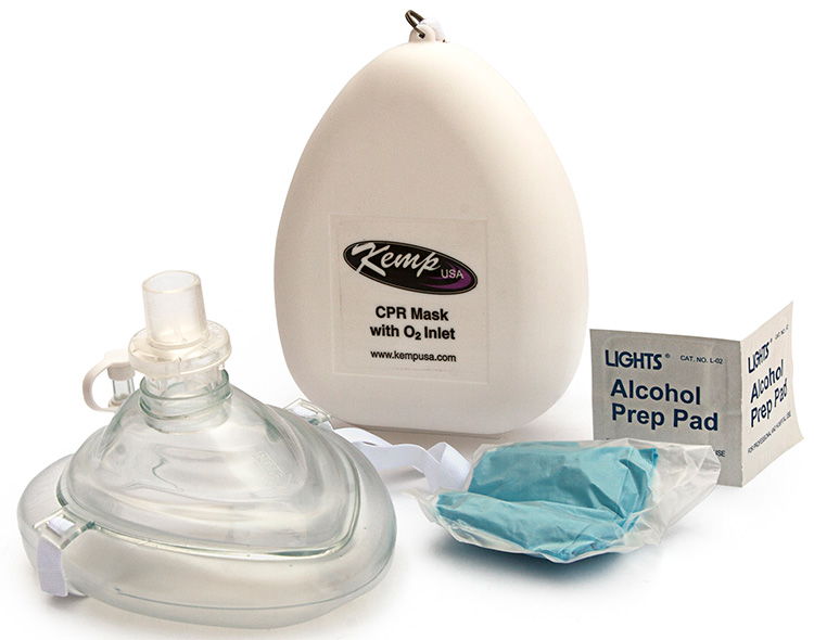 KEMP USA CPR Mask with O2 Inlet in Hard Case | 10-501 | All American Lifeguard Store Supply in the USA!