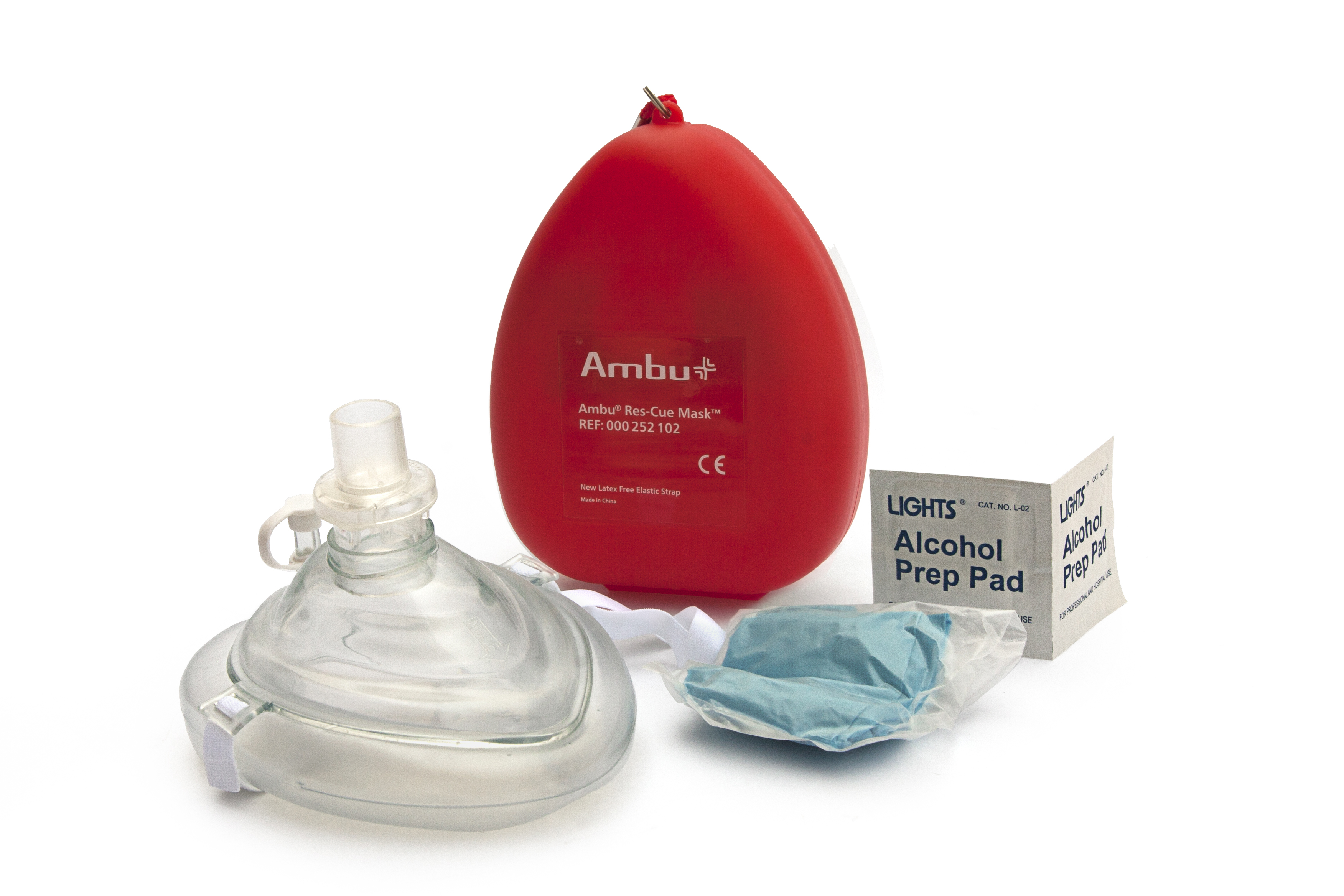 AMBU CPR Mask with O2 Inlet in Hard Case | KEMP 10-502 | All American Lifeguard Store Supply in the USA!