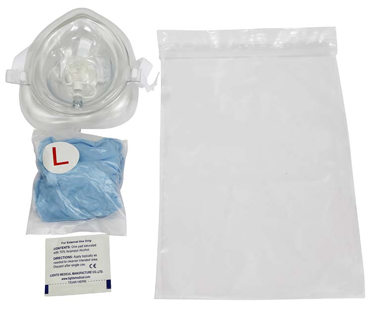 Kemp USA Adult CPR Mask in Plastic Bag w/ Gloves and Wipe | 10-524