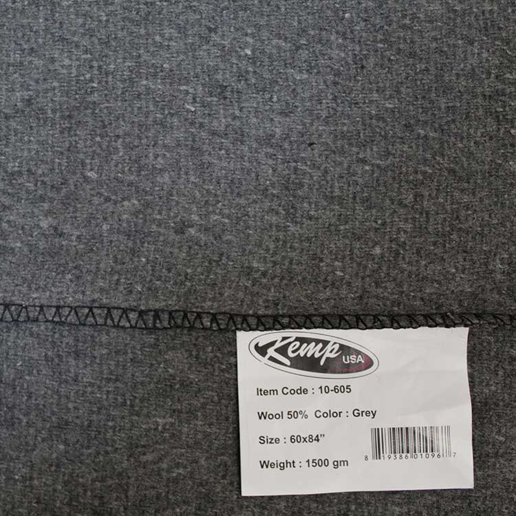 Kemp Multipurpose Wool Blankets - Gray 50% Wool Blanket, 4 lbs., 60