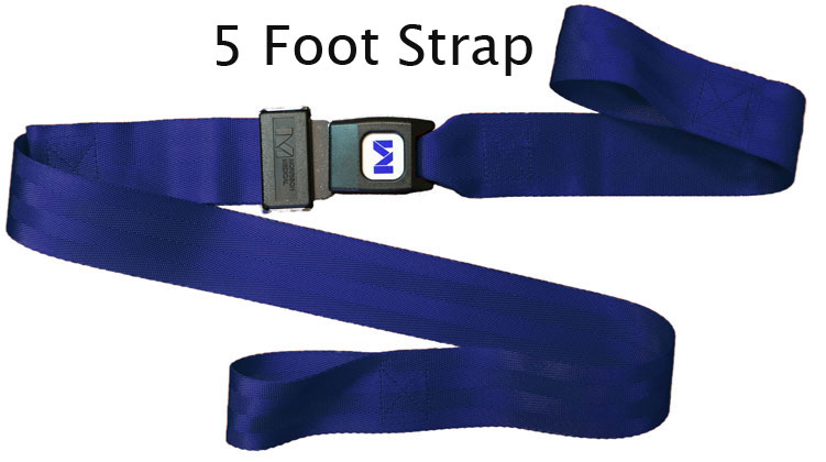 Morrison Medical Metal Push Button Loop Ends 2PC, 5' | 1200 Blue |Spine Board Strap Spinal Immobilization