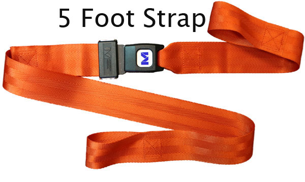 Morrison Medical Metal Push Button Loop Ends 2PC, 5' | 1200 Orange |Spine Board Strap Spinal Immobilization