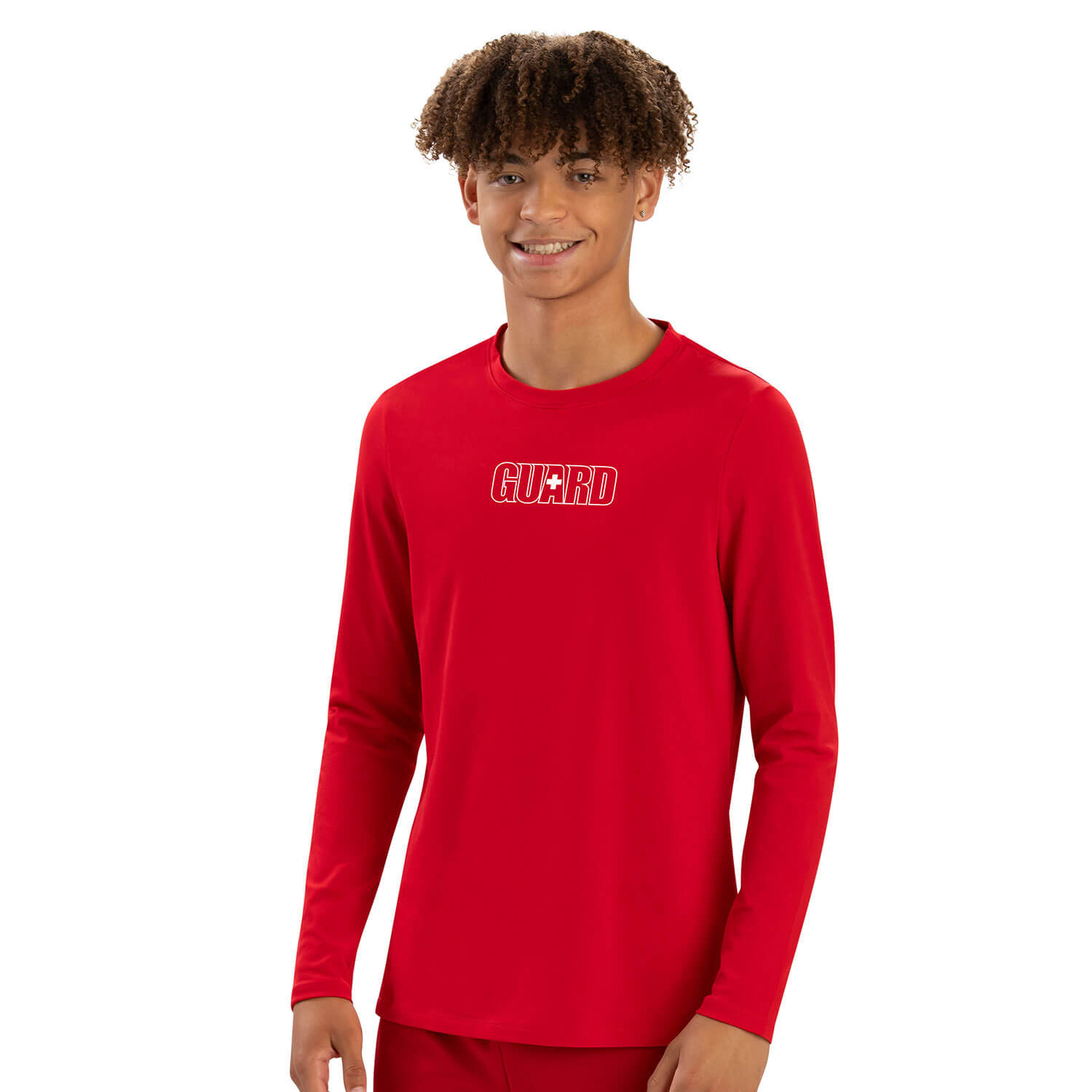 Dolfin Men's Guard Red Crew Neck Long Sleeve Rash Guard 5200SLDG