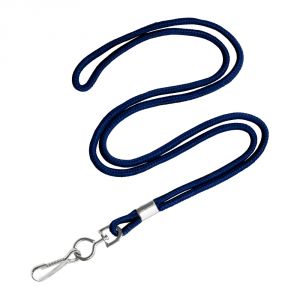 Neck Lanyards - 1/4'' Navy Blue Round Braid Lanyard with Swivel Hook