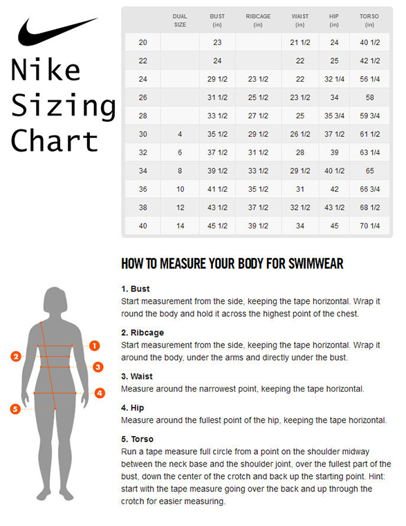 Chart | Tyr Size | Dolfin Size Chart